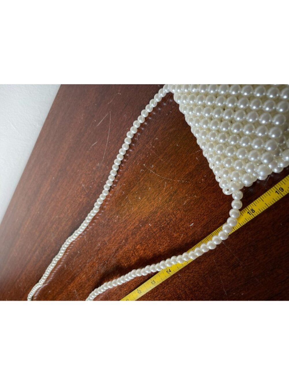 White Pearl Beaded Evening Bag Bridal Clutch & Crossbody Purse Phone Bag - Picture 10 of 10